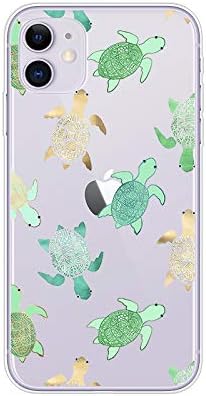 FancyCase iPhone 11 Случај-Кул Желка Дизајн Океан Животните Плажа Шема Флексибилни TPU Заштитни Јасен Случај Компатибилен со iPhone 11