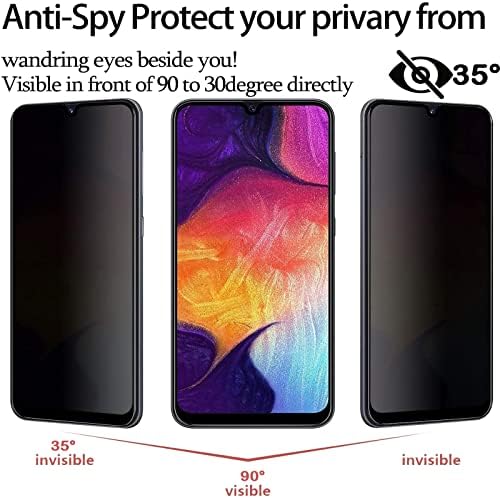 [2 Пакет] Галакси А50 А30 А20 Заштитник На Екранот За Приватност, [Надграден] Анти Шпионски Анти Отсјај Раб До Раб Целосна Покриеност
