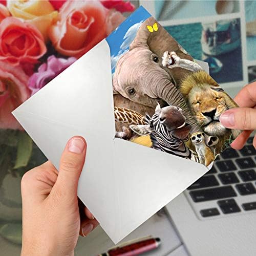 Благородни работи - 1 Смешна Роденденска Картичка За Животни Со Плик - Симпатична Детска Картичка За Родендени-Еве Гледање Во Зоолошката ГРАДИНА