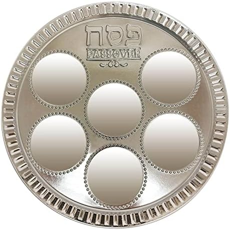 Еврејски Модерни Сребрени 25 Пластични Пасхални Плочи-Издржливи И Луксузни Квалитетни Традиционални Чинии За Јадење Седер-Совршена Среќна Пасха