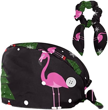 Операција капа буфан капа работно капаче со копчиња и лак за коса, божиќно розово фламинго Божиќно дрво Снегулка