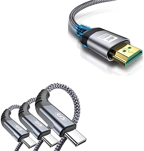 sweguard USB Тип C Кабел 3.1 Брзо Полнење [3Pack, 10ft+6.6 ft+3.3 ft] 8 8K HDMI 2.1 Кабел 6.6 ft Ultra HD Голема Брзина 48Gpbs 8K@60hz