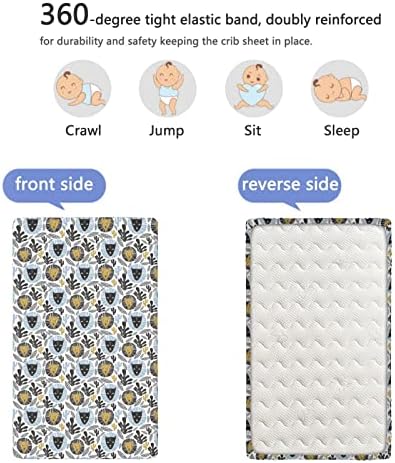 Расадник тематски опремени мини чаршафи за креветчиња, преносни мини креветчиња со меки и затегнати лежишта за креветчиња - лист