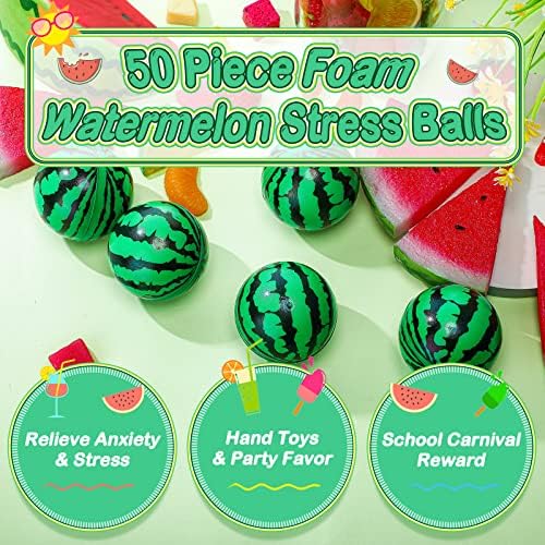 50 парчиња лубеница стрес топки од 2,5 инчи мини пена топка стрес -стрес -олеснувач топка стискање на фидери играчка играчка за тинејџери за