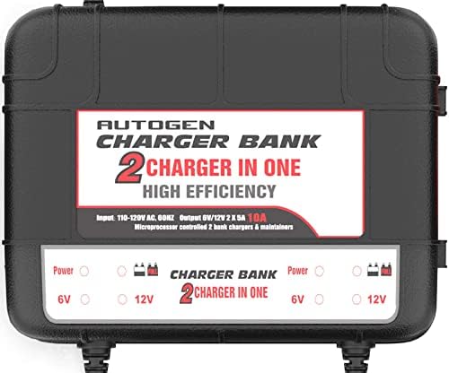 Autogen 2-банкарски полнач за морски батерии, 10-засилувач на полнач за полнач со двојни батерии, 6V и 12V на бродот за батерии и одржувач