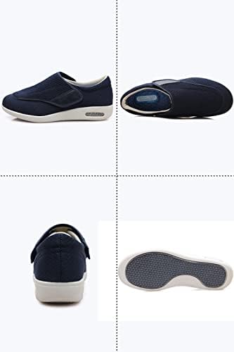 Чевли со дијабетичари за мажи за мажи со ширина од ширина за постари мажи што може да се прилагодат на велкро, за дишење лесни лесни чевли