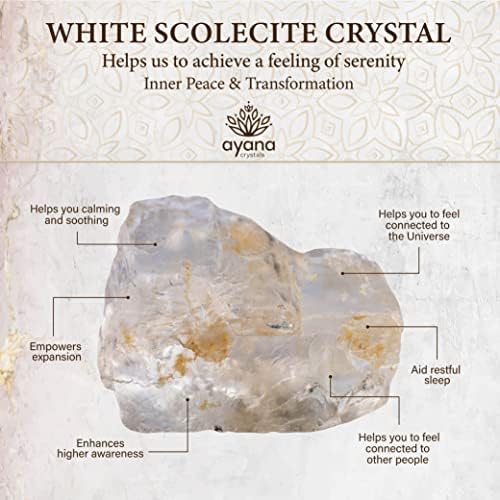 Ѓердан од ајана бело сколецит за лекување на кристално приврзок за жени | Дрво на животот | Вистински кристален накит за духовна трансформација