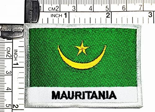 Кленплус 1, 7Х2, 6 ИНЧИ. Мавританија Знаме Закрпи Знаме Амблем Костим Униформа Тактички Воени Везени Апликација Лепенка Декоративна