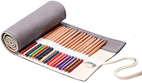 Рачно изработено платно моливче ролна обвивка 48 дупки, мултиузално тркалање молив кутија со голем капацитет за пенкало завеса