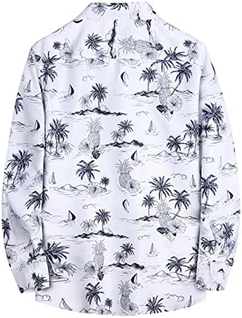 XXBR хавајски кошули за мажи со долг ракав Тропски цвеќиња на плажа врвови на плажа, со редовно вклопување празнични кошули спортски
