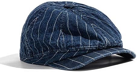 Clakllie Octagonal Newsboy Hat со шик лента за дизајн харинга Ајви кабини шап тексас памук Гетсби за возење капа за секојдневно