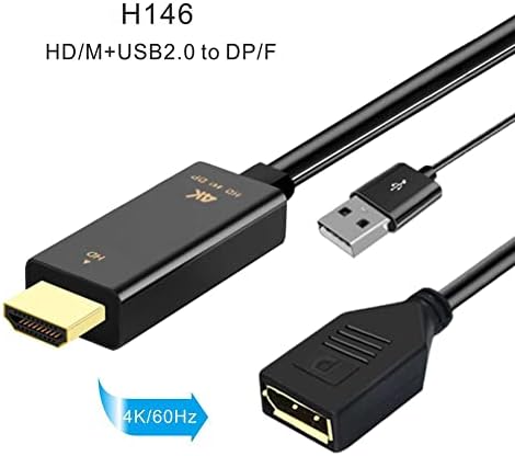 ACBBK HDMI да се прикаже адаптер 4K@60Hz HDMI машки до DP Femaleенски конвертер кабел компатибилен за лаптоп за компјутерски картички Mac