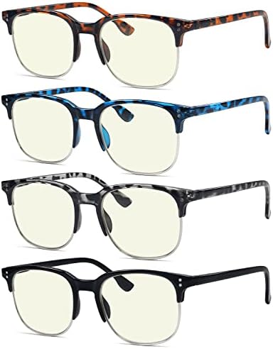 Очила За Читање Очила Жени Мажи 4-Пакет Дизајн Полу-Раб Читачи Очила