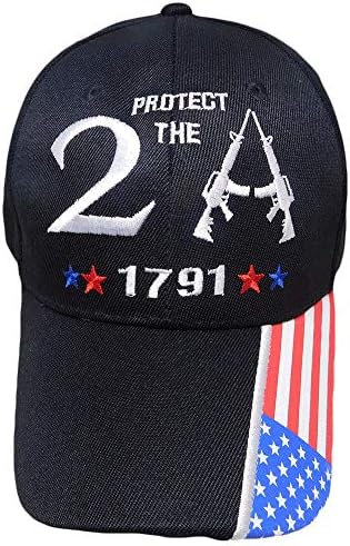 Заштита НА 2А 2-ри Амандман 1791 Знаме НА САД На Бил Извезени Црна Капа Шапка