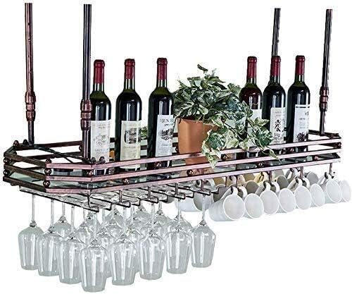 Висечки стаклен стаклен решетка таванот виси решетка за вино со стаклена држач за ракави лавици со стаклен држач метал таван