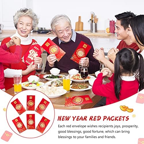Кесјо Црвен Паричник Кинеска Нова Година Црвени Пликови 2023 Лунарна Зајачка Година Среќа Пакети Со Пари Врежана Фолија Хороскопски Зајак Хонг