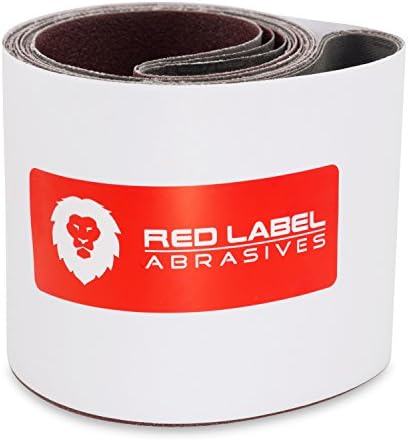 Црвена етикета Абразиви 4 x 52 1/2 инчи 36 Грит алуминиум оксид повеќенаменски ремени за пескарење, 3 пакувања