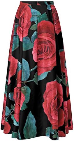 Фулија женски фустани лето боемски фустан цветен принт Макси здолниште со висока половината џебна забава плажа долго здолниште