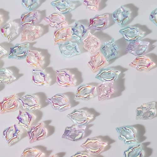 Пенкила 100 парчиња 3Д усни шарми каваи мини нокти Rhinestones скапоцени камења сјајни акрилни нокти уметнички накит Маникир за