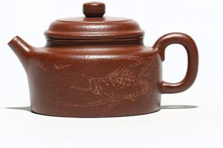Кинески јксинг Зиша чајник, 170мл мини плевели остава резба, рачно изработена гроздобер ретро уникатен ориентален оригинал антички