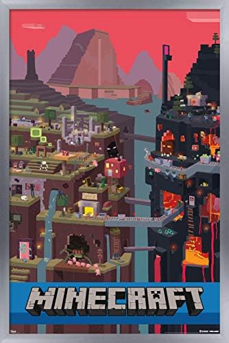 Trends International Minecraft - постер за wallидови на Cube, 22.375 x 34, верзија на облик на Барнвуд