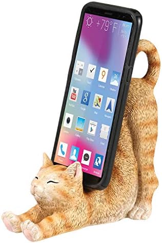 Што стојат на телефонскиот телефон за мачки - Скулптирана смола во форма на биро во форма на маче, симпатичен телефон за зафат, андроид