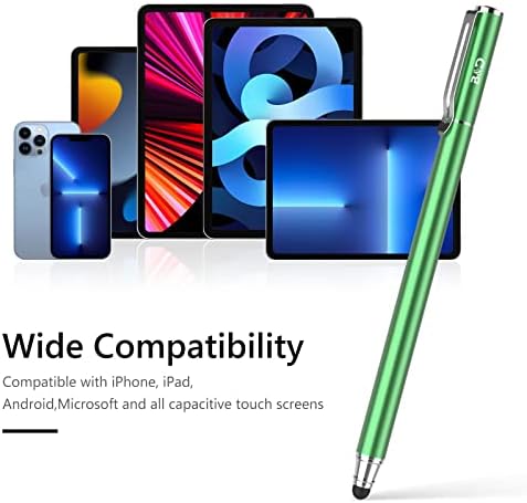 Пенкала за стилови за екрани на допир, поволни депоа 2-во-1 стилус пенкала за iPhone, iPad, samsung galaxy, таблет со 20 совети за гума за замена-пуро/зелена
