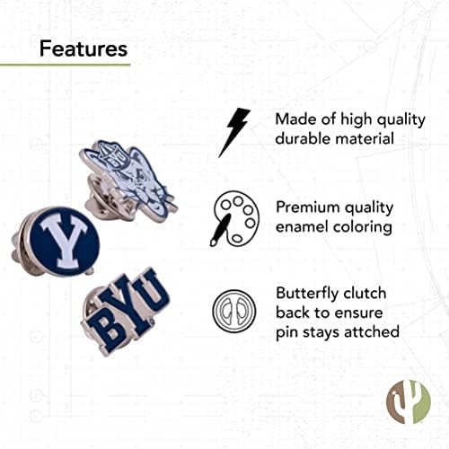 Бригам Јанг Универзитет Лапел Пинови 3 пакувања Кугари Byu Cougs лого емајл направен од метал