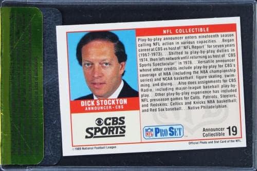 Дик Стоктон потпиша 1989 година NFL Pro Set 19 Најавувач на картички Колекционер - NFL автограмирани фудбалски картички