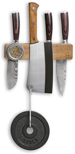 Премиум 10 Инчен Држач За Магнетски Нож За Ѕид со Двојно Складирање &засилувач; Шармантна Магнетна Лента За Ножеви Од Дрво, Магнет