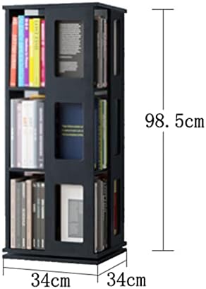 Стратификација на Таимоуи Ротирачки полици за книги 3-ниво дрво списание за складирање на весници за складирање дома 34x34x98.5 см