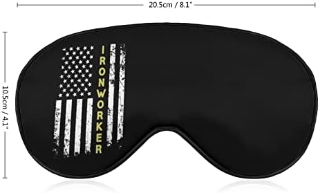 Ironworker American Flag Slang Blindfold Mask Sleeper Night Shade Cover Eye Прилагодлив каиш со смешна графика за жени мажи со една големина