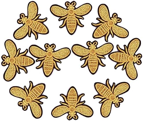 10 парчиња везење злато пчела лепенка налепница на налепница за шиење на налепници за шиење рачно изработени закрпи на значка за облека