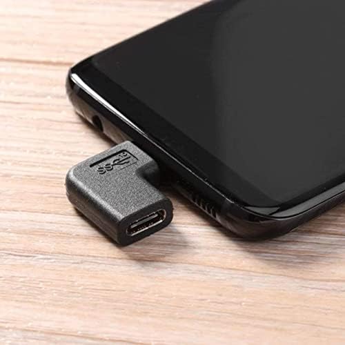 USB -C USB 3.1 тип Ц машко до женски адаптер конектор, 90 степени со приклучок за адаптер за десен агол и репродукција на адаптер -