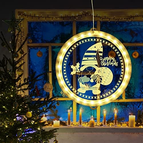 Декорации за божиќни прозорци, 9,5 инчи LED LED батерии управувани со светла 3Д Божиќни светла затворени, висат жици светла Божиќни украси