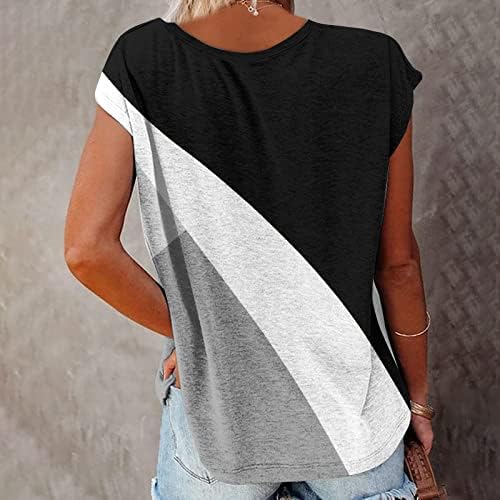 Летни маици за жени блокирани врвови на капакот на капакот О-вратот Туника 2023 Обични модни лабави кошули пулвер блузи