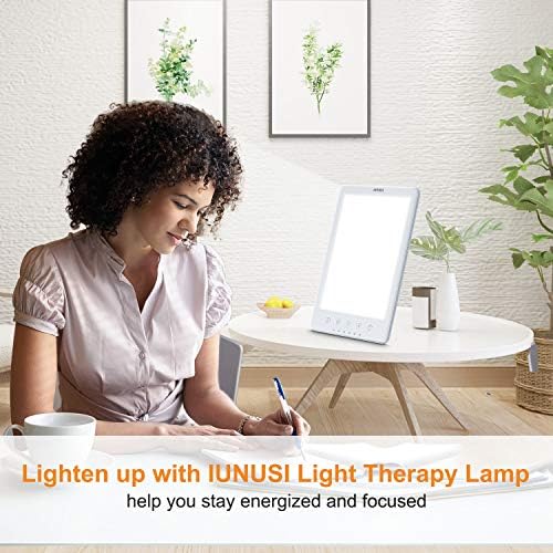 Iunusi 10 инчи ламба за терапија со лесна терапија, UV 10000 Lux Protable Light, функција на тајмер, прилагодливо ниво на осветленост,