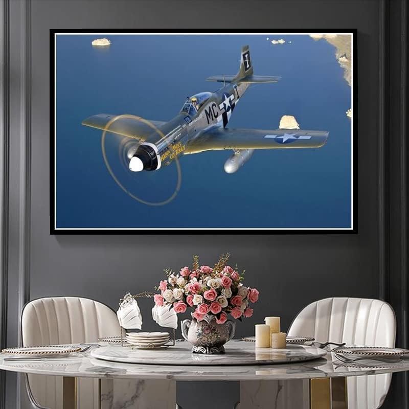 Бомбардерски борбен воен авион 5д комплет за сликање на дијаманти за возрасни деца, занаетчиски занаетчиски занаети за домашни
