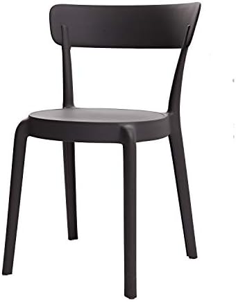 Основи на Амазон темно сива, безмилосна бистро трпезарија-сет од 2, премиум пластика и темно сива, заоблена стол за јадење стол