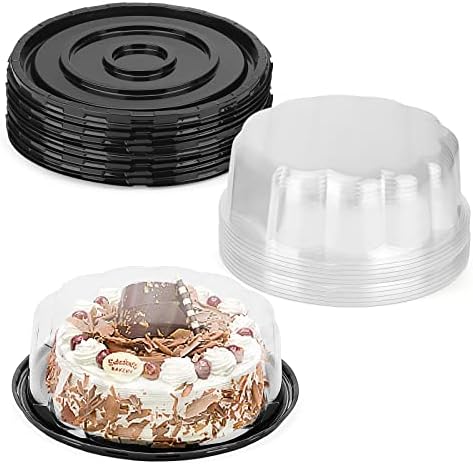МАНЧАП 10 Пакувајте 8 Инчни Пластични Контејнери За Торта За Еднократна Употреба, Проѕирен Носач за Торта За Еднократна Употреба Со Капаци