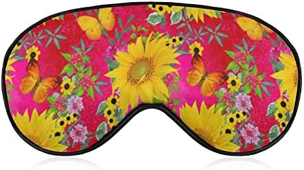 Yellowолти сончогледи пеперутка маска за очи за очи Спиење со слепило со прилагодливи блокови од ленти, светло ноќна слепа за патување