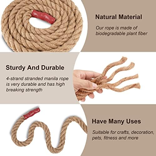 Емекијан природен јута Манила јаже, искривено 4 влакна од коноп со влакна за спорт, декор, играчки за миленичиња, занаети, занаетчиство,