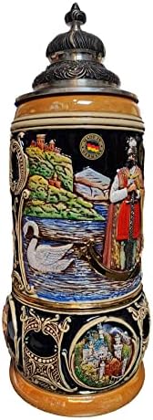Кинг германско пиво Штајн Лохенгрин гигант, реплика од 1888 година 2 литарски тангард, кригла со пиво, Limitaet 2001