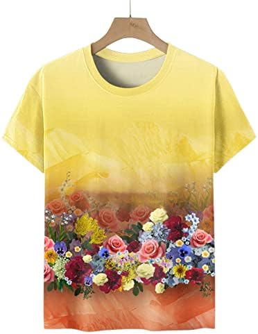 Womenените 2023 мода со краток ракав екипаж на вратот памук графички бранч лабава вклопена блуза маичка есенска летна блуза за девојки fe