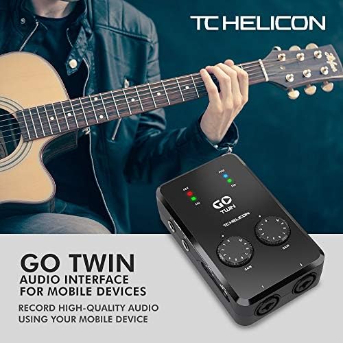 TC Helicon Go Twin 2 Channel MIDI Audio Audio интерфејс за мобилни уреди со две 10 'XPIX PRO AUDIO XLR кабли и крпа за чистење