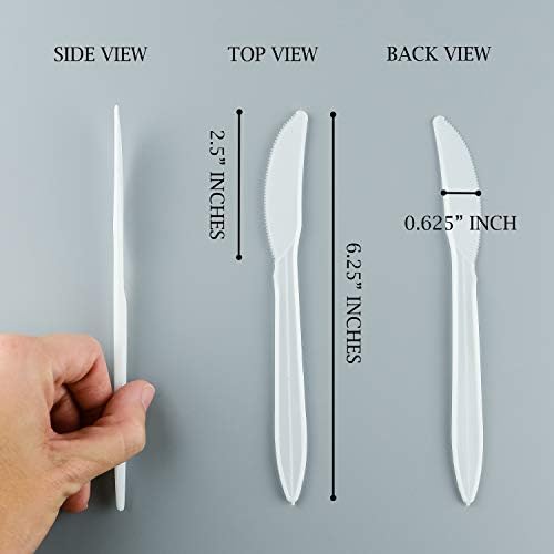 Пластична прибор за јадење 400 со средна тежина со бела боја за еднократна употреба пластични ножеви