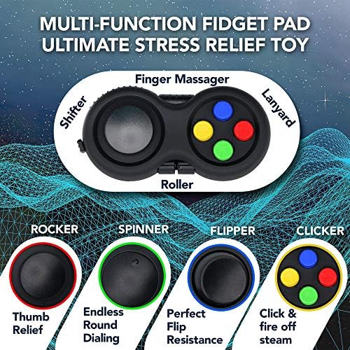Duddy-Cam ™ Fidget Pad 8 Забавни карактеристики, рачен фидгет ретро контролер игра, играчка за фокус, сензор за олеснување на стресот на