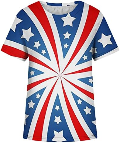 QCEMENI TUNIC врвови за жени лабави се вклопуваат во Денот на независноста на Денот на независноста на американско знаме, блузи со кратки ракави, Патриотски маички