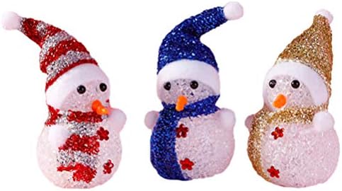 Didiseaon Mini светло снежен човек: 3 парчиња Божиќна маса за Божиќ, светкав снежни ламби, предводена кристална снежна фигура Божиќ, ноќни