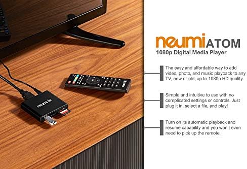Neumi Atom 1080p Full -HD дигитален медиа плеер за USB дискови и SD картички - со HDMI и аналогни AV, автоматска можност за репродукција
